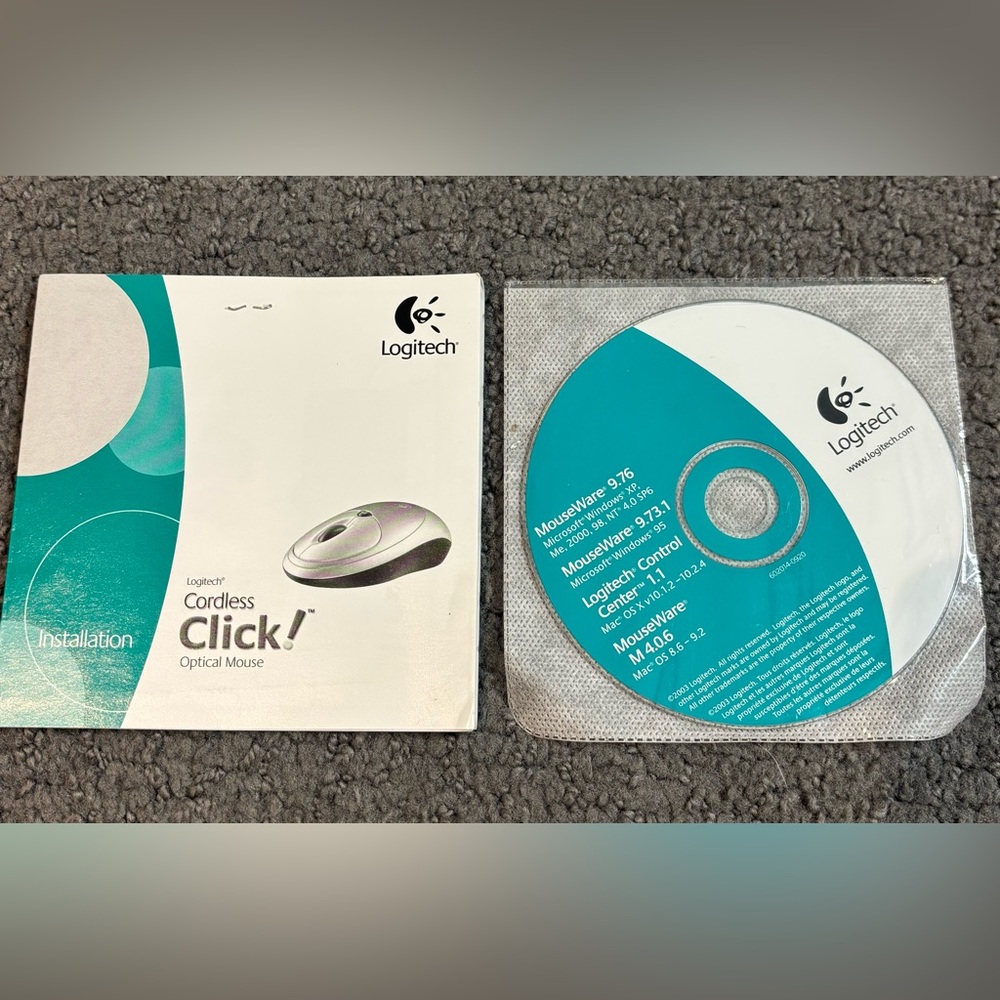 Logitech Cordless Click Optical Mouse Installation Guide & CD-ROM Mouseware